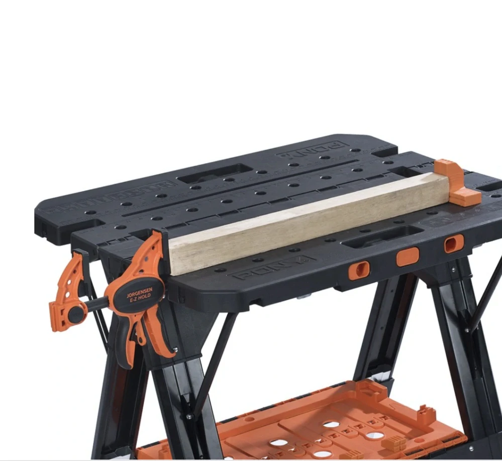 Skládací pracovní stůl PONY JORGENSEN s nastavitelnou výškou - plocha 787 × 635 mm + svorky