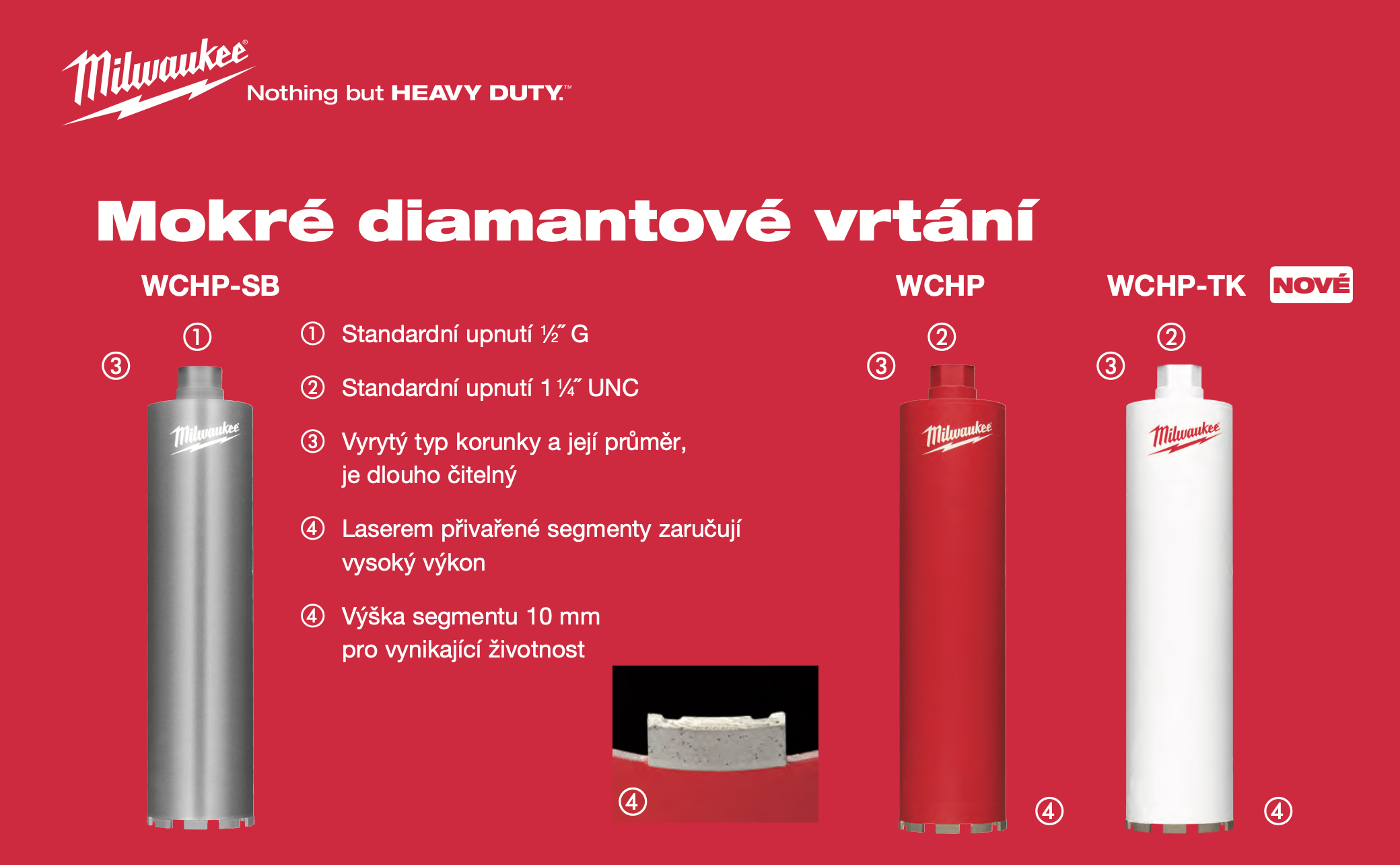 Milwaukee Diamantová vrtací korunka WCHP-TK 16mm - 1/2˝ G- 1 ks