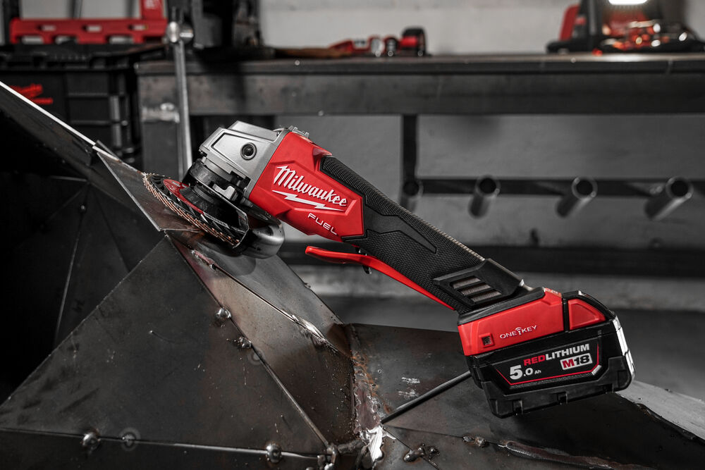Milwaukee M18 ONEFSAG125XPDB-0X 125 MM Úhlová bruska s kolébkovým spínačem, Rapid STOP