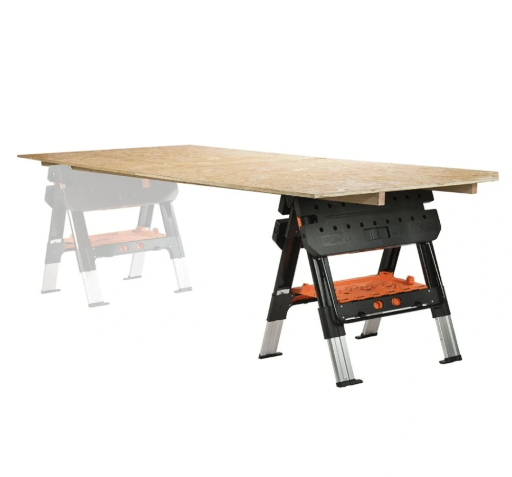 Skládací pracovní stůl PONY JORGENSEN s nastavitelnou výškou - plocha 787 × 635 mm + svorky