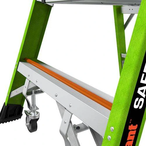 Little Giant - Safety Cage 2 -skládací pojízdný plošinový žebřík z nevodivého materiálu Fiberglass s pevnou plně uzavřenou klecí