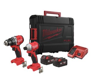 Milwaukee M18 BLCPP2B-402C  sada kompaktního bezuhlíkového nářadí (M18 BLDDRC, M18 BLIDRC)