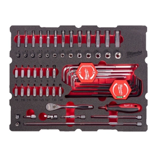 Milwaukee PACKOUT Pěnová vložka s 1/4" ráčnou a nástrčnými hlavicemi (68 ks)